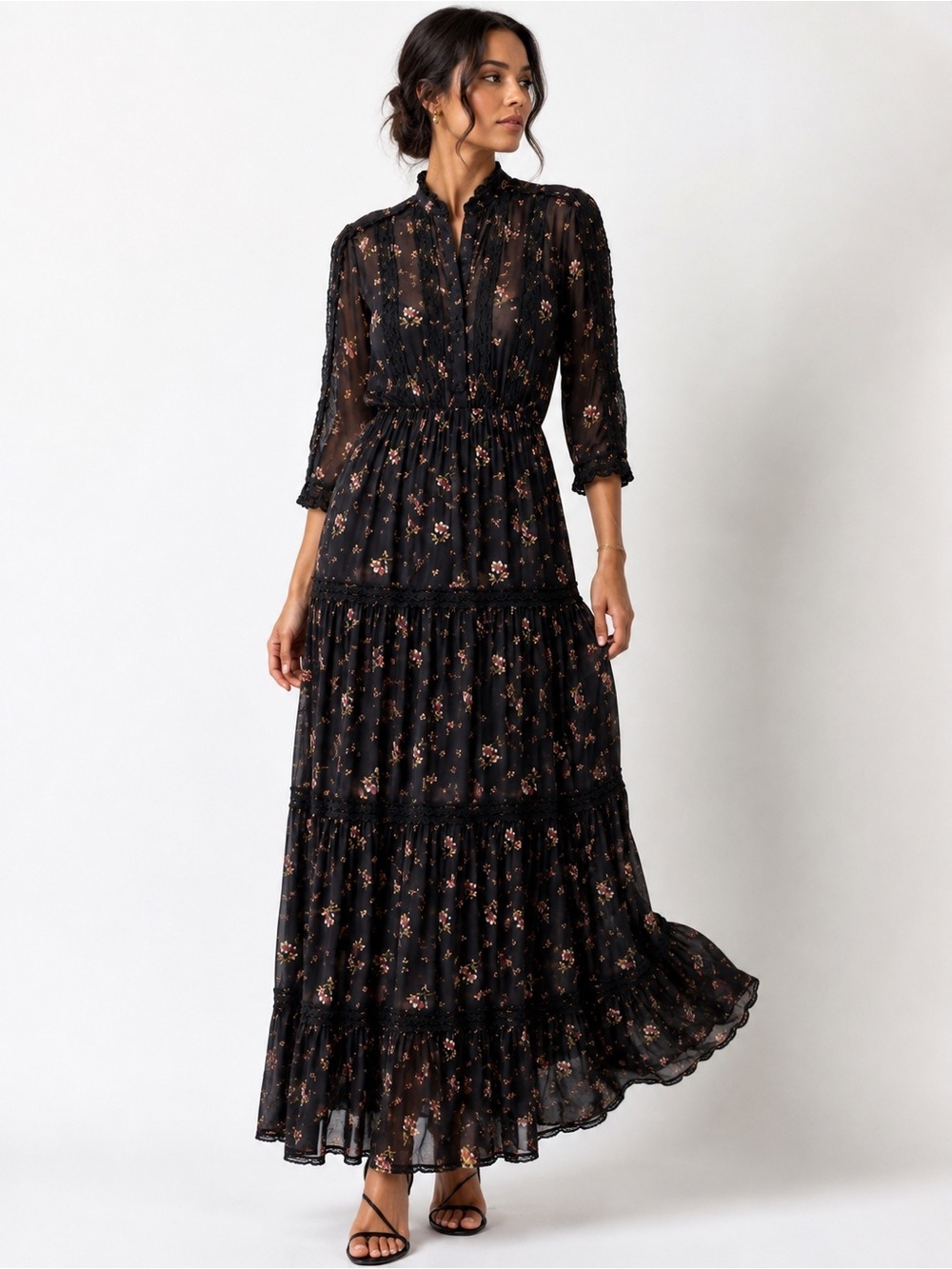Polo Floral Georgette Maxi Dress Size 4